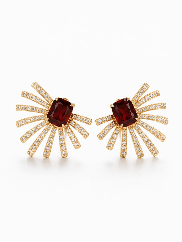 Ruby Sunburst Earings