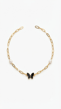 Butterfly Pearl link necklace