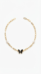Butterfly Pearl link necklace